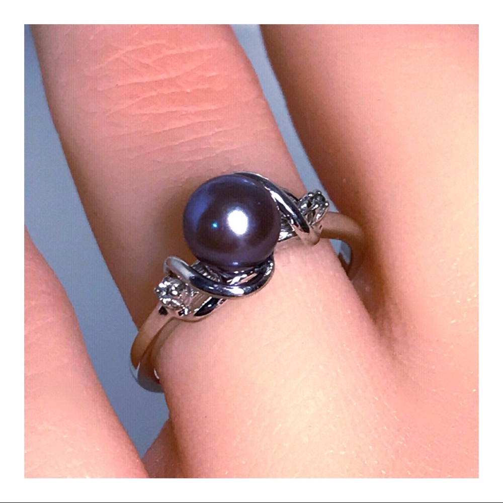 10KT SOLID WHITE GOLD TAHITIAN PEARL DESIGNER ALWAND VAHAN RING